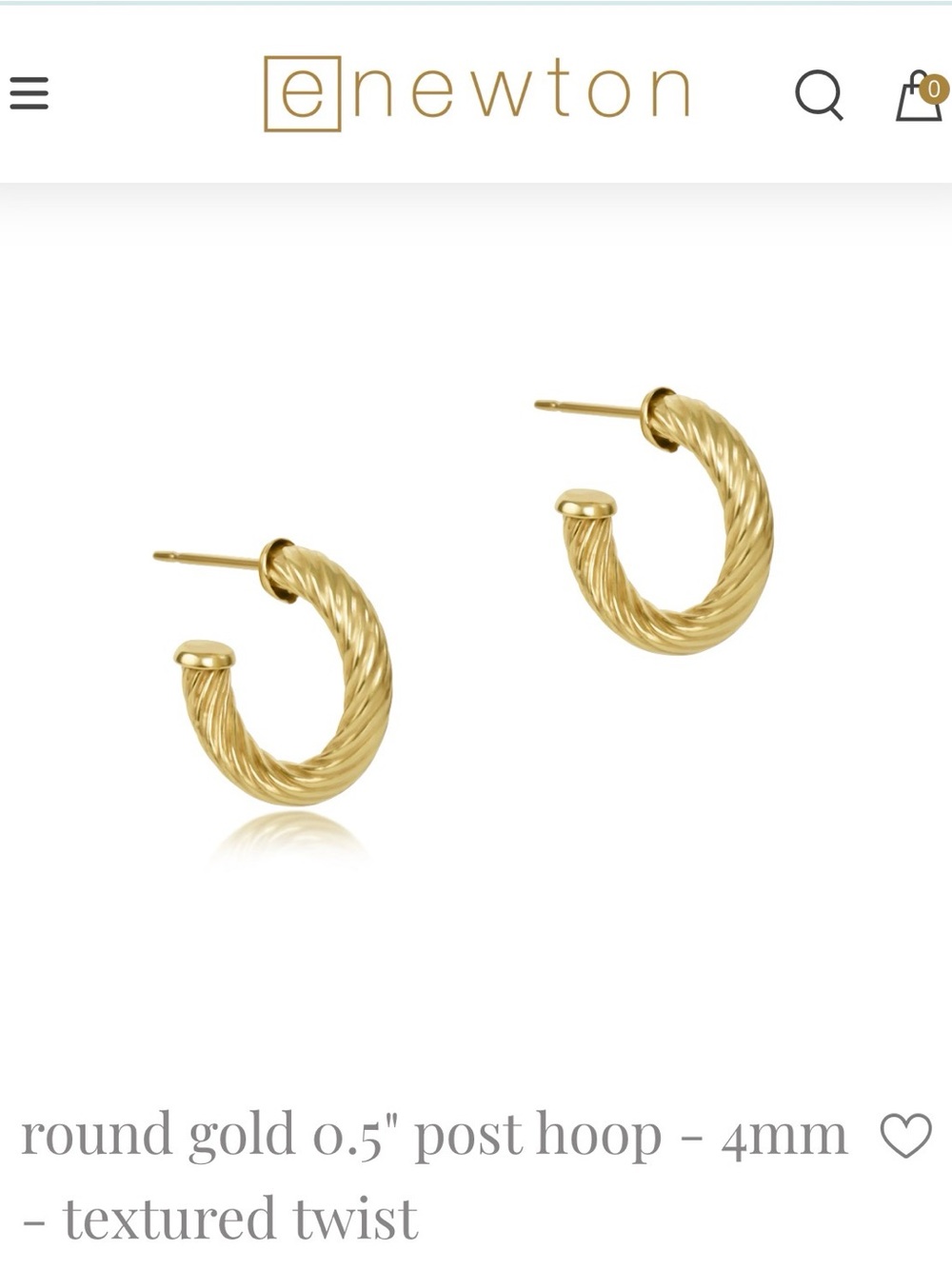 ENewton Textured Twist Gold Post Hoop Earrings - 0.5"